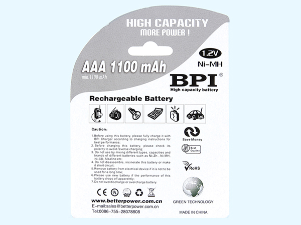 BPI-AAA1100hc high-capacity NiMH rechargeable battery